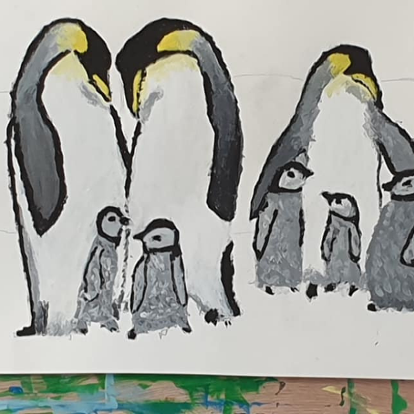 painting of penguins